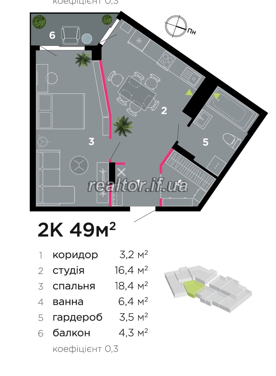 видової квартири в центрі міста в зданому ЖК Фемелі плаза